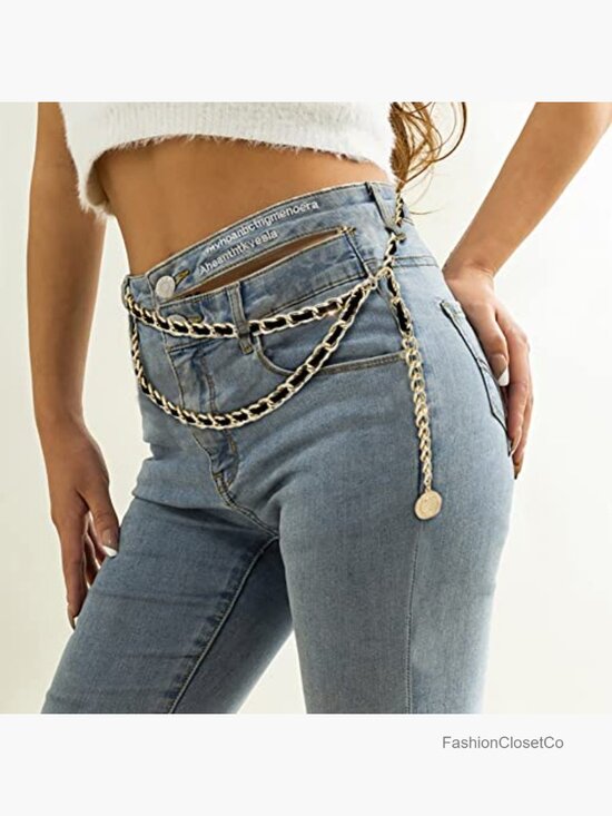 Layered Leather Waist Chain Belt for Dresses Jeans main image 5